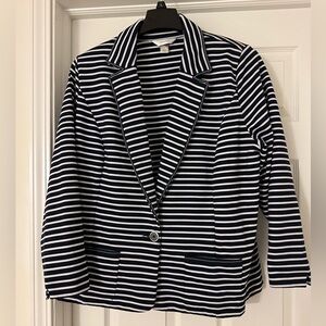 New womens plus size 2X by CJ Banks Blue & White Striped summer Blazer